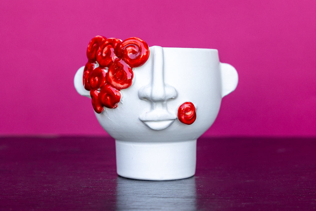 Riccioli - Unique handmade ceramic head vase