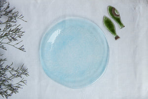 Aqua - Handmade Pastel Glass Dinner Plate