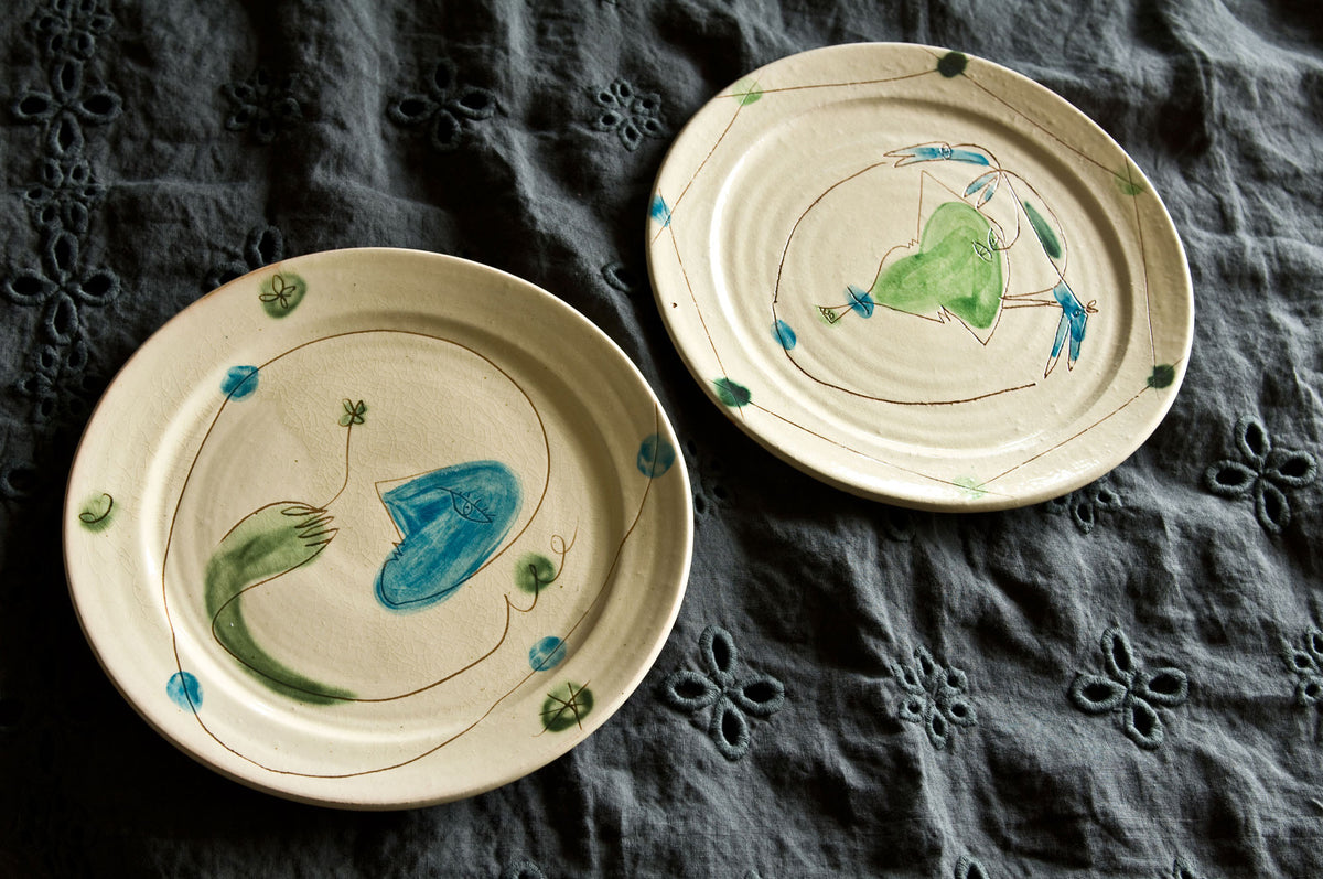 Engraved Ceramic Dinner Set by Hans Fischer