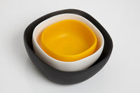 Yellow, Black, and White resin bowls Tina Frey