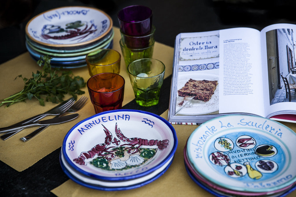 Handpainted Plates with Sea Motifs by Solimene di Vietri 