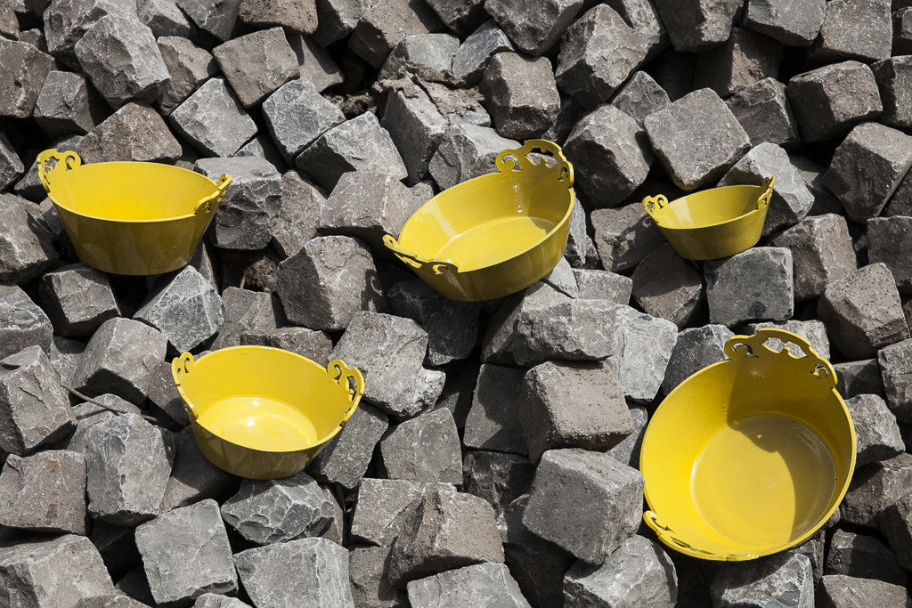 Golden Yellow Ornate Handle Bowls