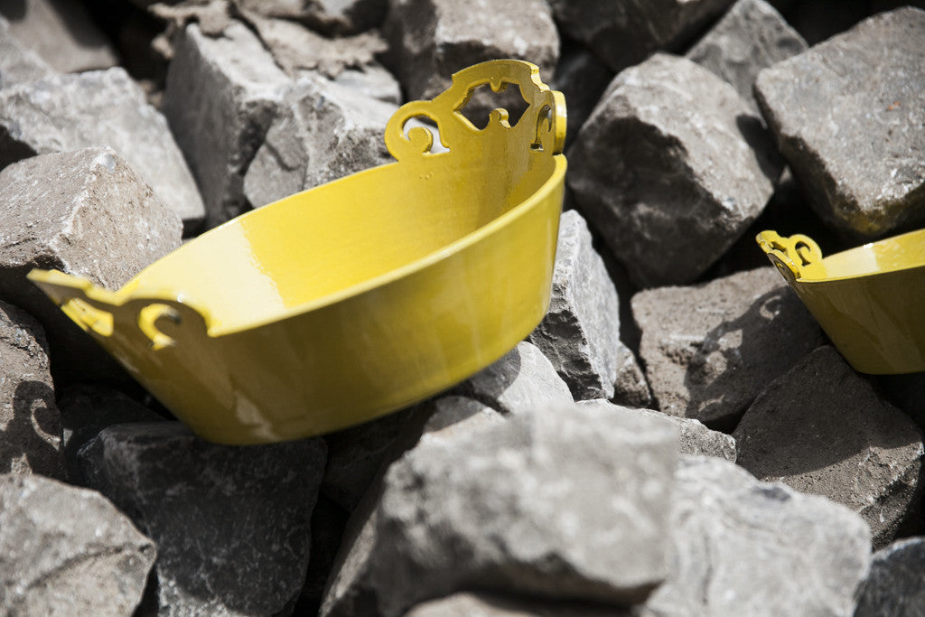 Golden Yellow Ornate Handle Bowl