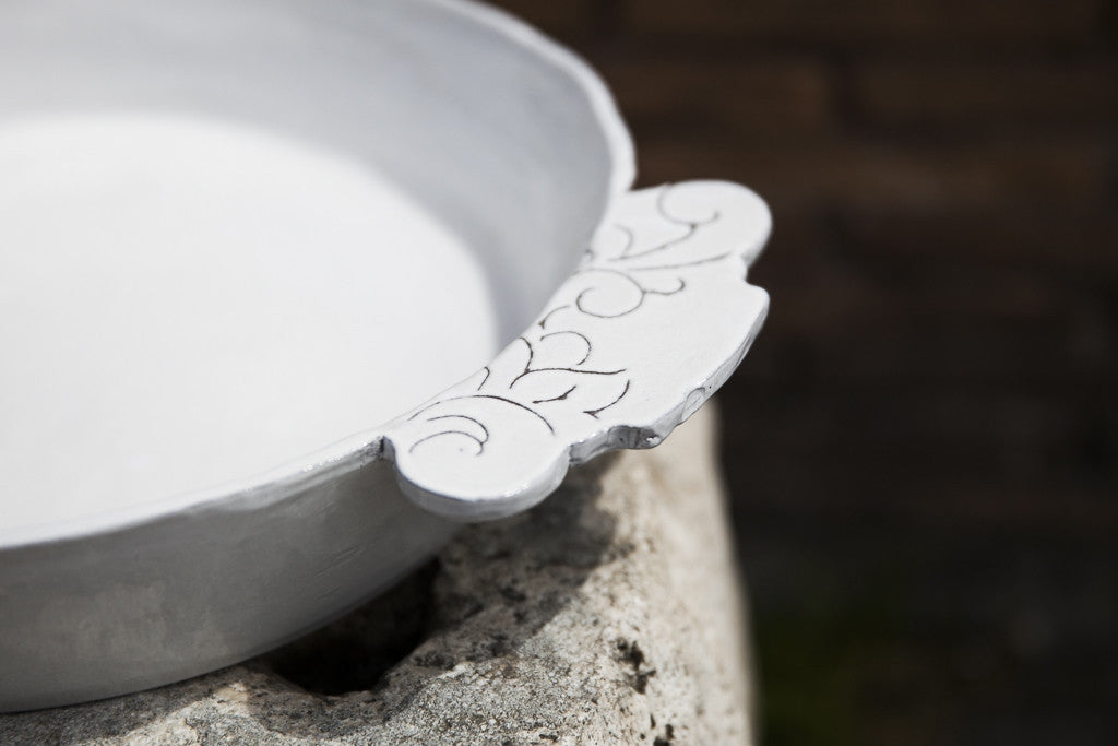 Rustic-Chic Ceramic Serving Bowl Handmade in Italy