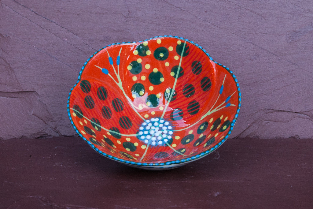 Hand-Painted Flower-Shaped Ceramic Bowl