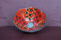 Hand-Painted Flower-Shaped Ceramic Bowl