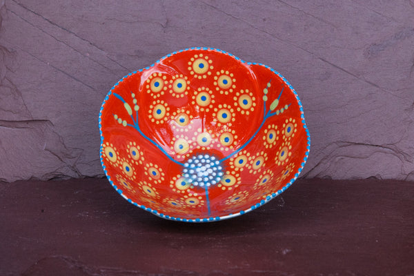 Hand-Painted Flower-Shaped Ceramic Bowl