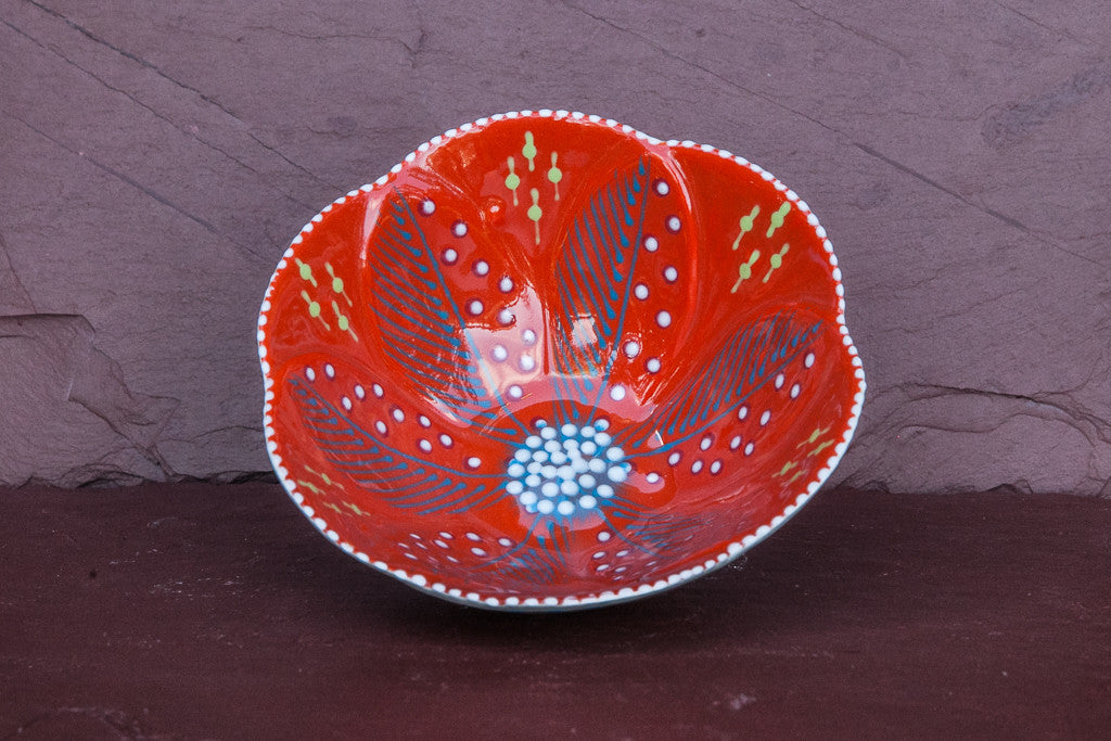 Hand-Painted Flower-Shaped Ceramic Bowl