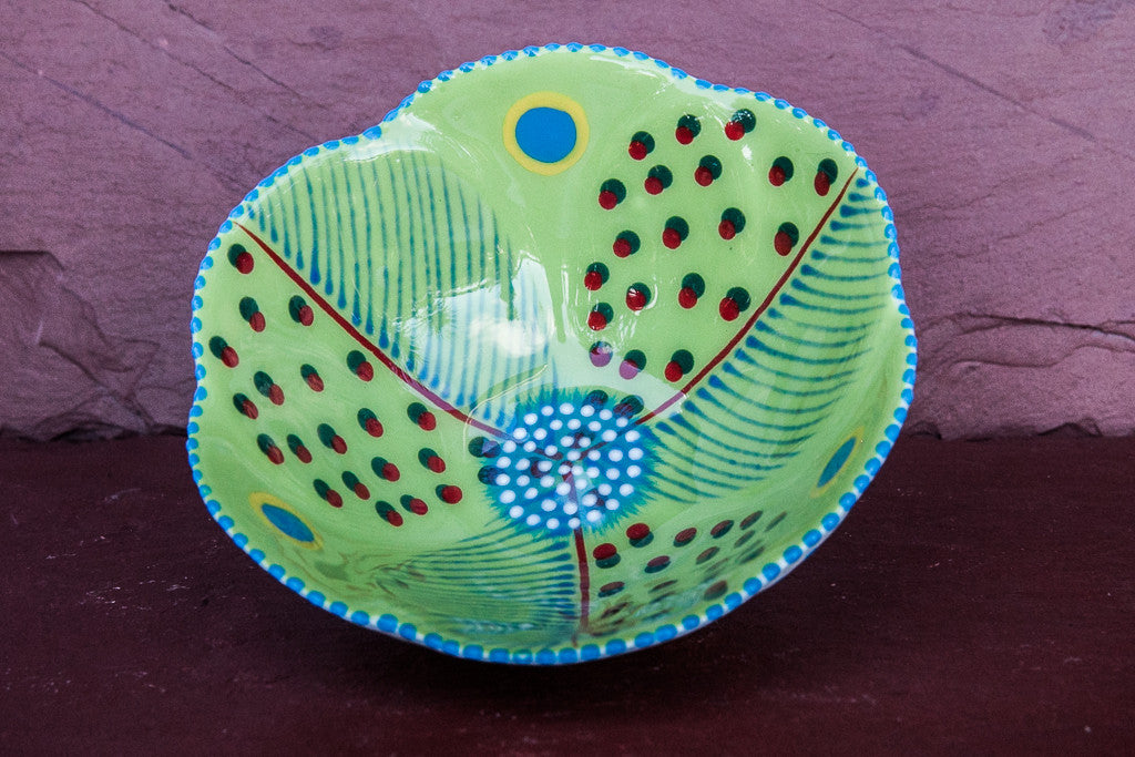 Hand-Painted Flower-Shaped Ceramic Bowl