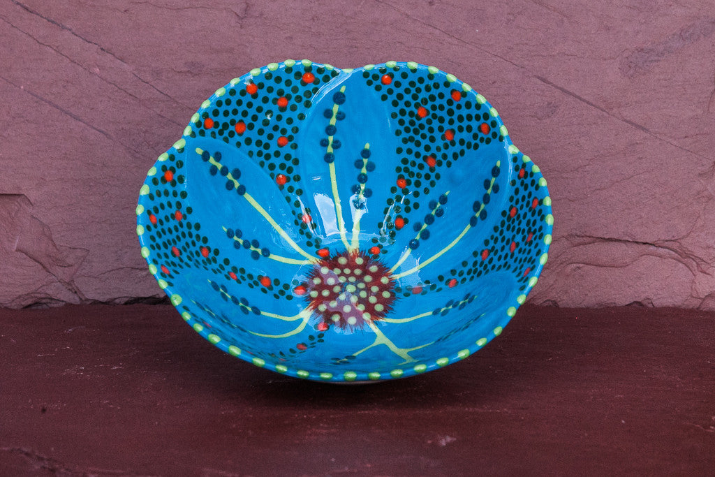 Hand-Painted Flower-Shaped Ceramic Bowl