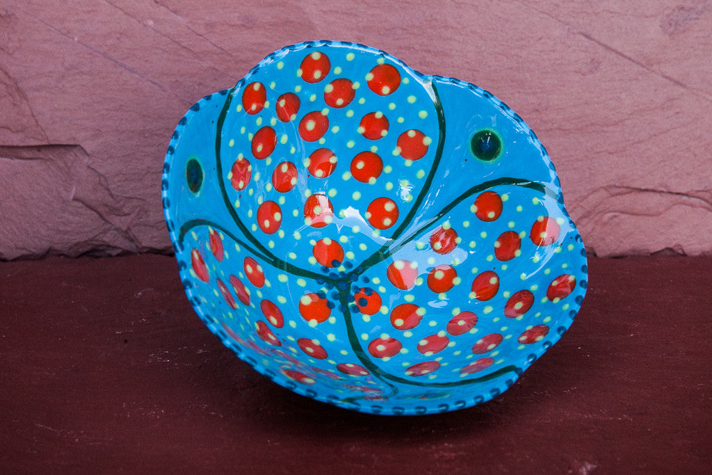 Hand-Painted Flower-Shaped Ceramic Bowl
