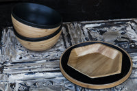 Loto - Black Porcelain & Bamboo Bowl