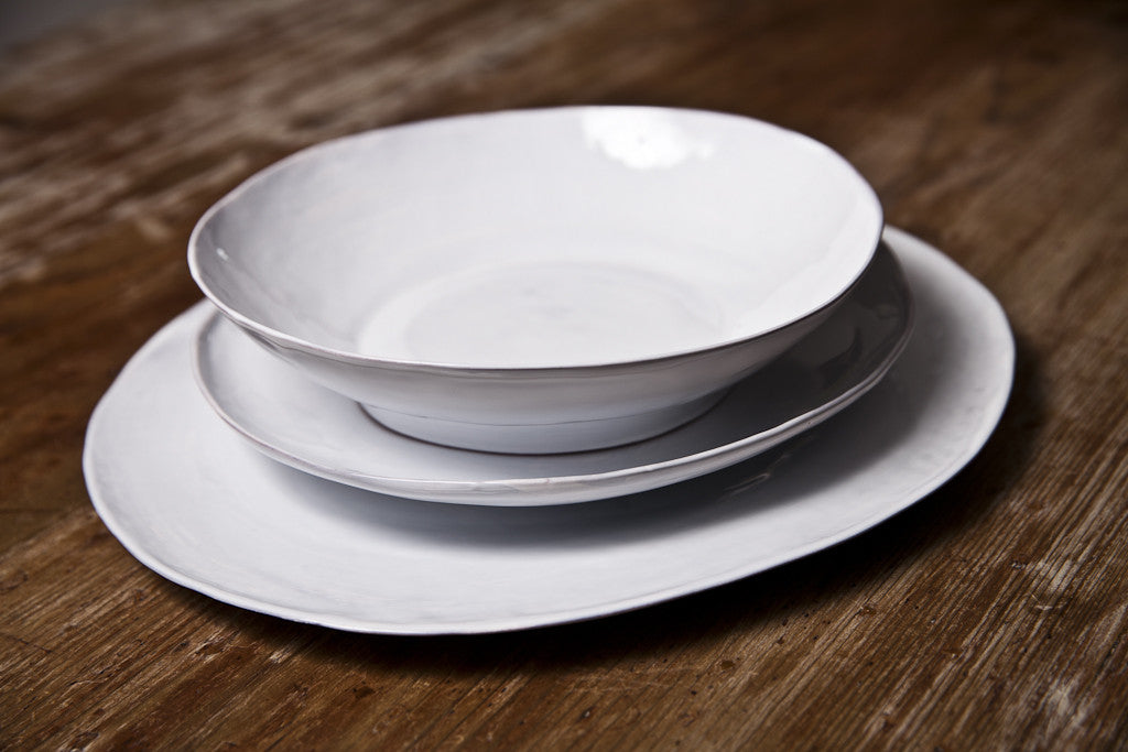 Milky White Ceramic Dinner Set Handmade in Italy