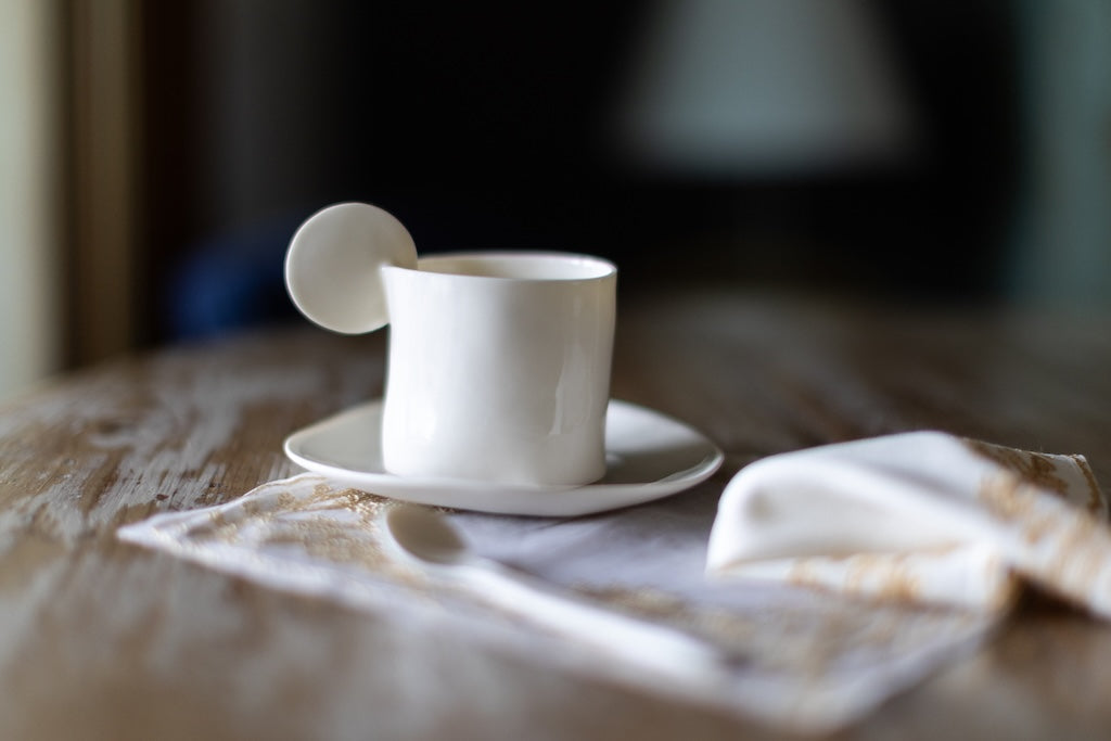 Luna - Set da tè e caffè in porcellana fatto a mano