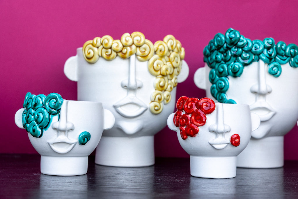 Riccioli - Unique handmade ceramic head vase