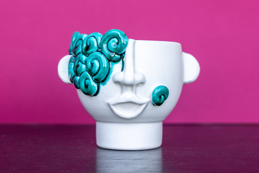 Riccioli - Unique handmade ceramic head vase