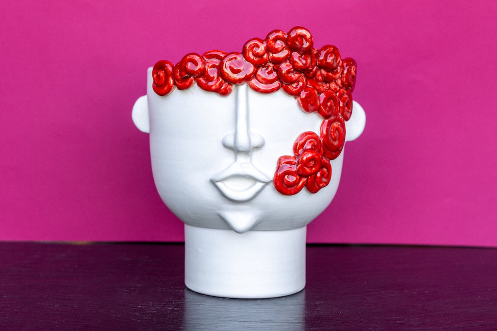 Riccioli - Unique handmade ceramic head vase