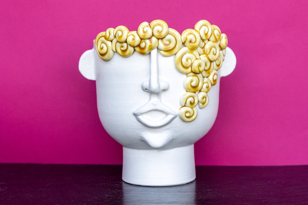 Riccioli - Unique handmade ceramic head vase