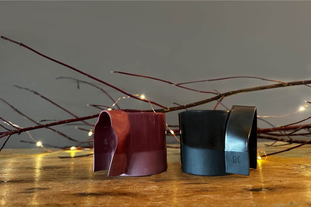 Ribbon  - Handmade Limoges Porcelain Cups