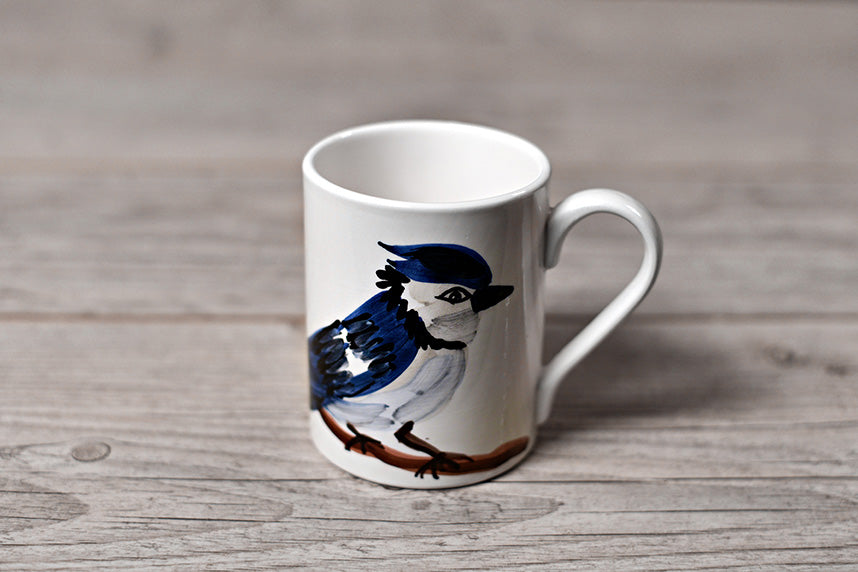 Uccelli - Tazza e piatto in ceramica fatti a mano