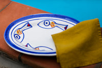 Italian serving platter, white serving platter, painted serving platter,
