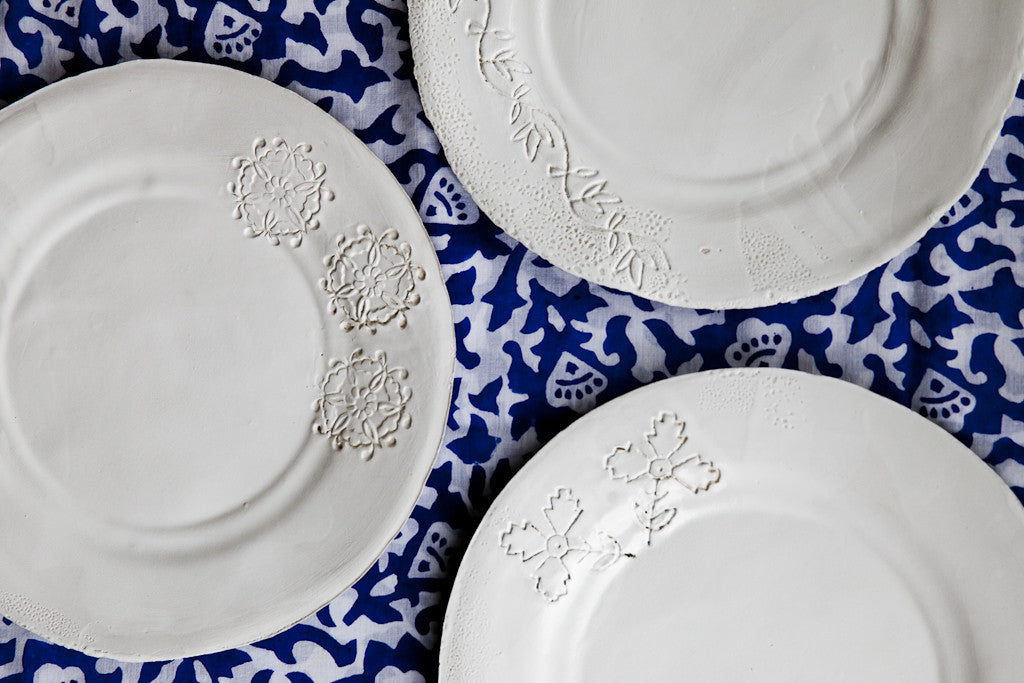 Elegant Handmade White Porcelain Dinner Plates