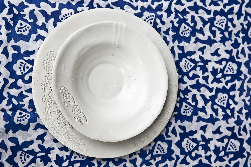 Elegant Handmade White Porcelain Soup & Pasta Bowls