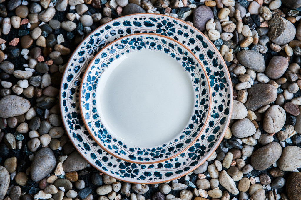 Handmade Ceramic Dishes with Decorated Edges