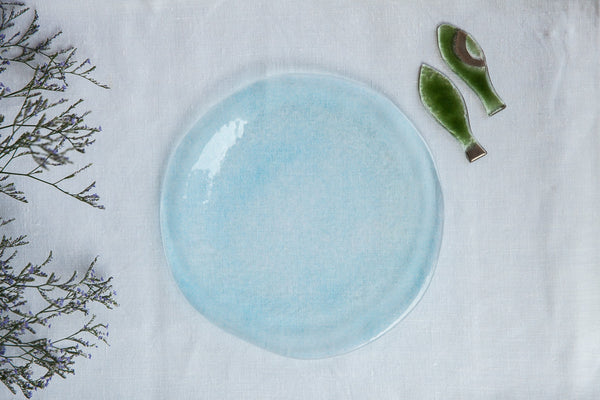 Aqua - Handmade Pastel Glass Dinner Plate