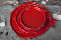 Pesce Fish-Shaped Dinner Set in Red, Italian dinner plate, Italian style dinner plate, Luxury dinner plate, Luxury ceramic dinner plate,