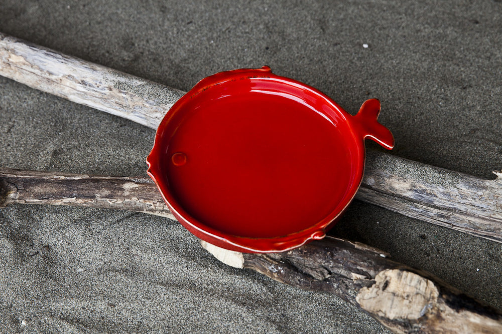 Playful Small Ceramic Side Plate, Red ceramic dinner plate, Elegant dinner plate, modern dinner plate, high end dinner plate, unique dinner plate, designer dinner plate,