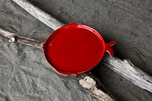 Playful Medium Large Ceramic Side Plate, Red side plate, Ceramic tableware, Red color tableware, White color tableware, Handmade tableware,