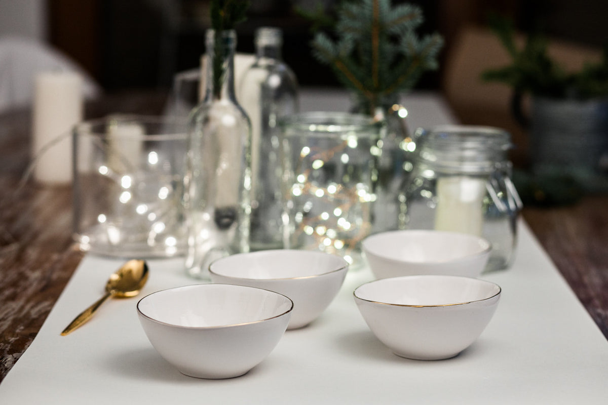 Collier - Porcelain Side Bowl with Gold Rim