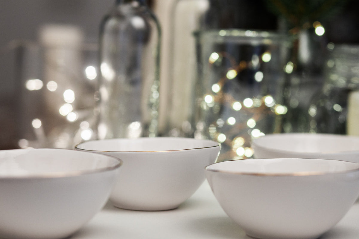 Collier - Porcelain Side Bowl with Gold Rim