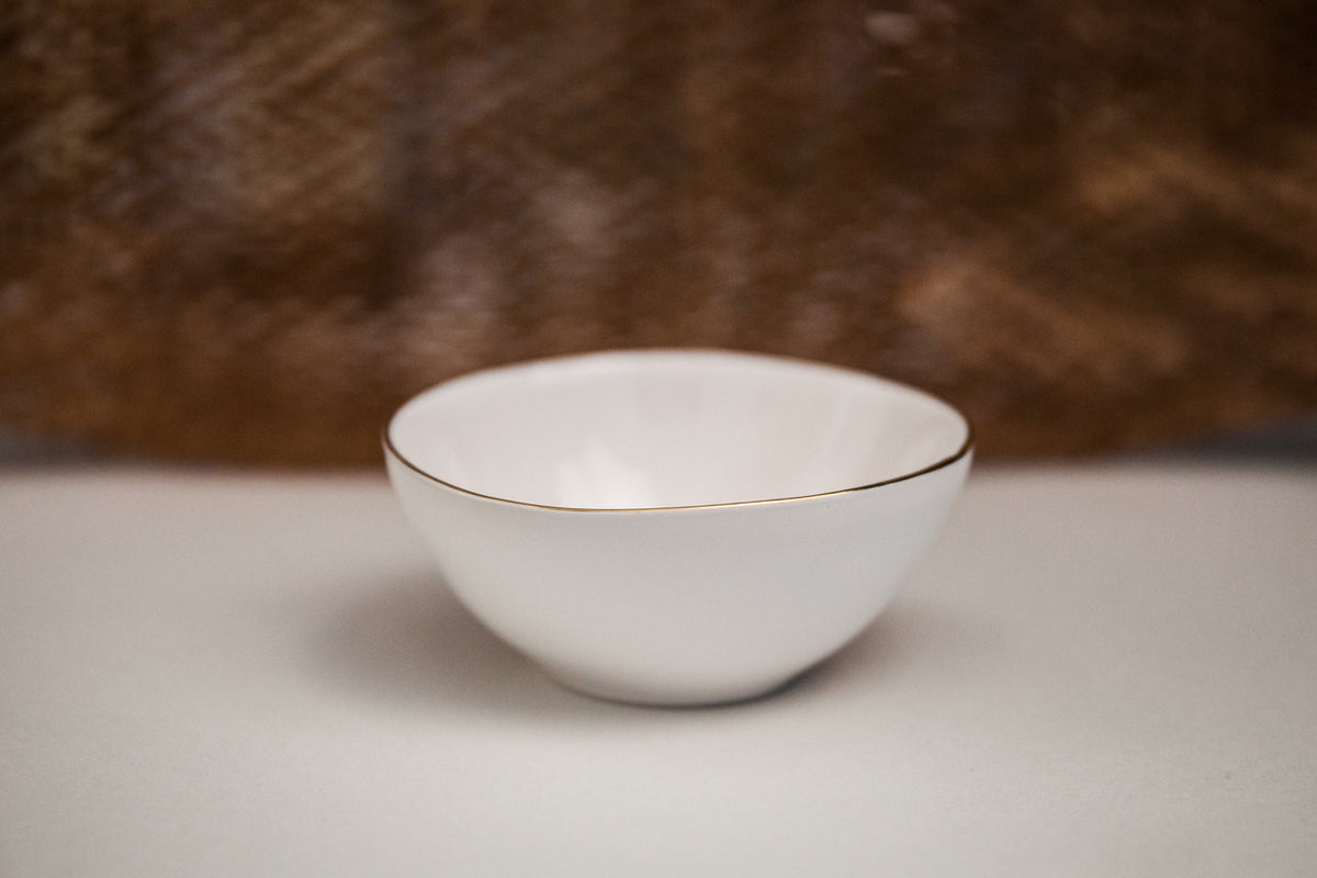 Collier - Porcelain Side Bowl with Gold Rim