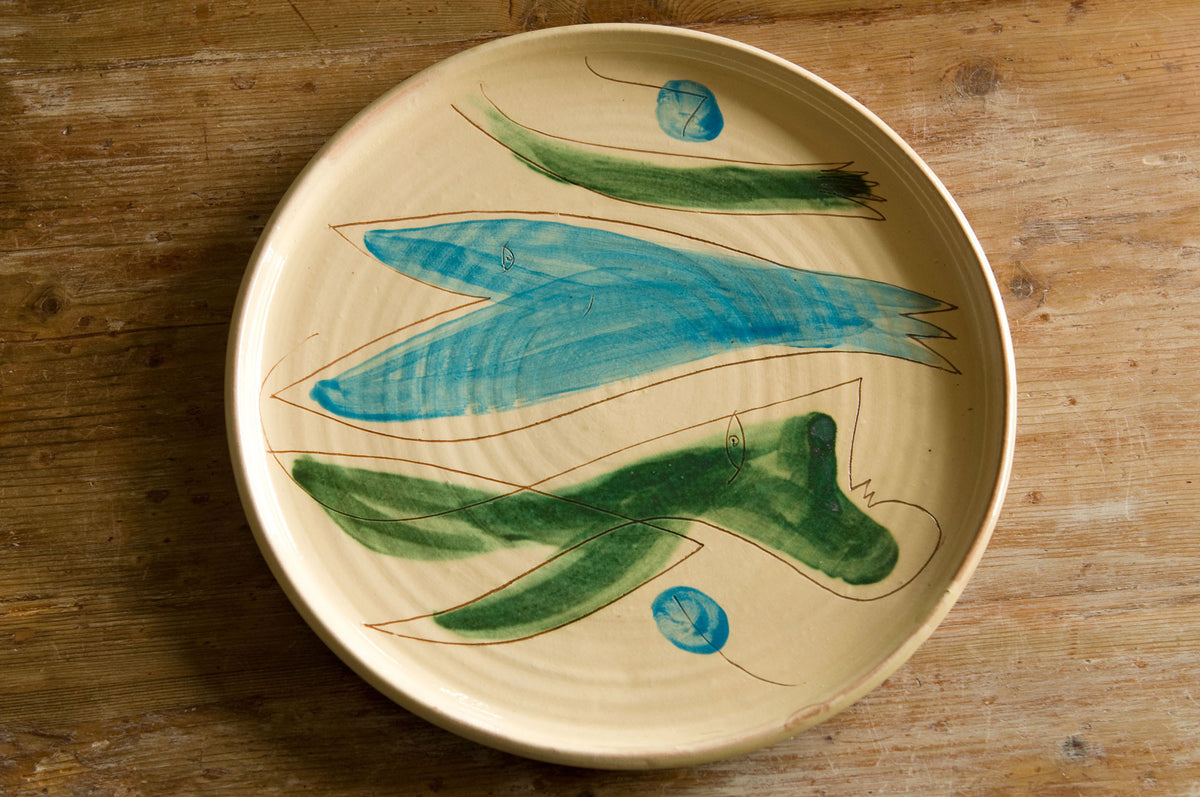 Hand-Painted Ceramic Serving Platter by Hans Fischer