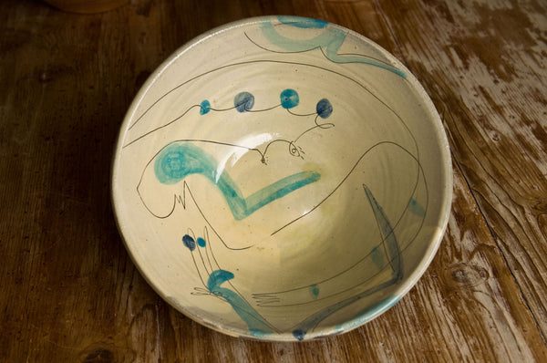 Hand-Painted Ceramic Serving Bowl