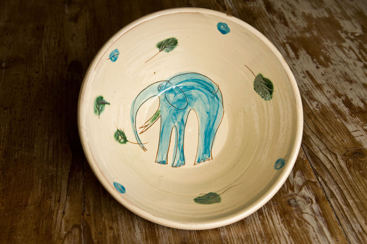 Hand-Painted Ceramic Serving Bowl by Hans Fischer