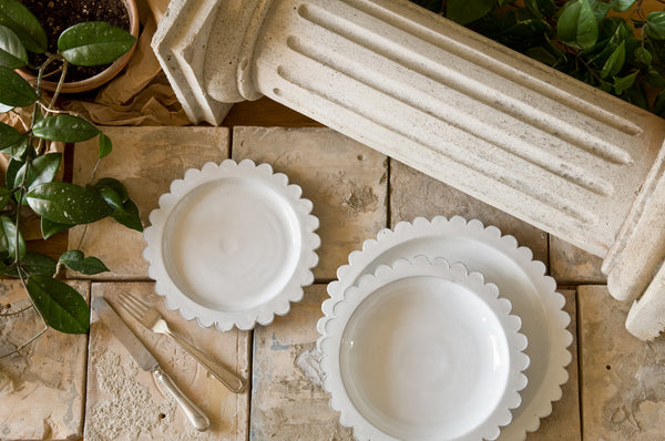Fancy White Ceramic Dinner Set Made in Italy
