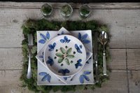 Zen 3-Piece Hand-painted dinnerware set with green and blue floral design