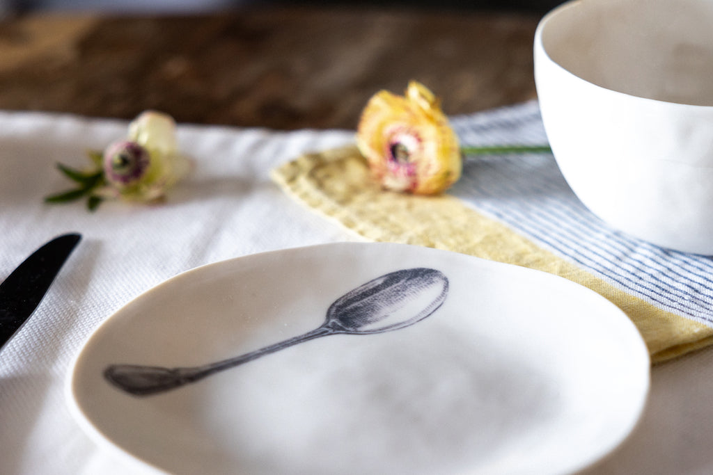 Luna - Set da colazione in porcellana - fatto a mano in Italia