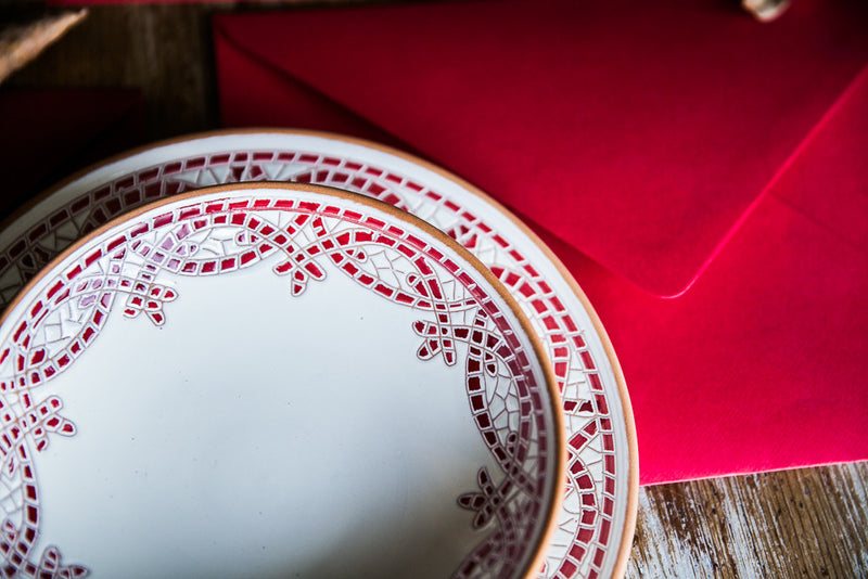 Mosaico Rosso - Hand-Painted red Dinner Set X