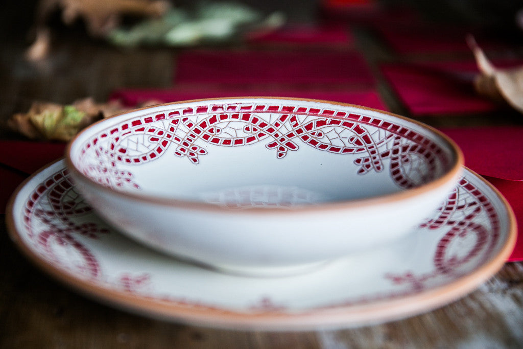 Mosaico Rosso Rustic Chic Christmas Dinnerware Set dishesonly DishesOnly