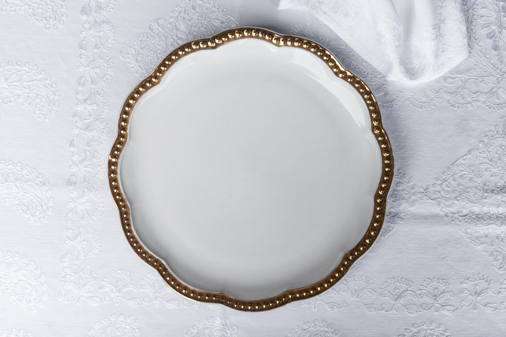 Elegant Ceramic Dish with golden edge made in Italy