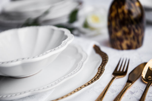 Elegant Ceramic Dish with golden edge made in Italy