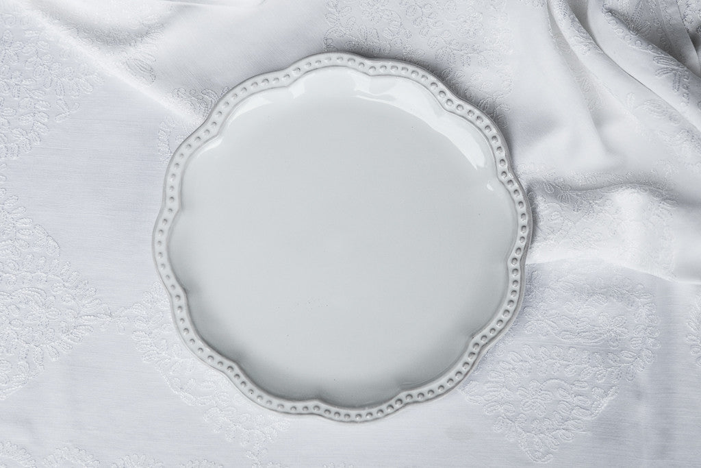 Elegant White Ceramic Dinner Set Made in Italy