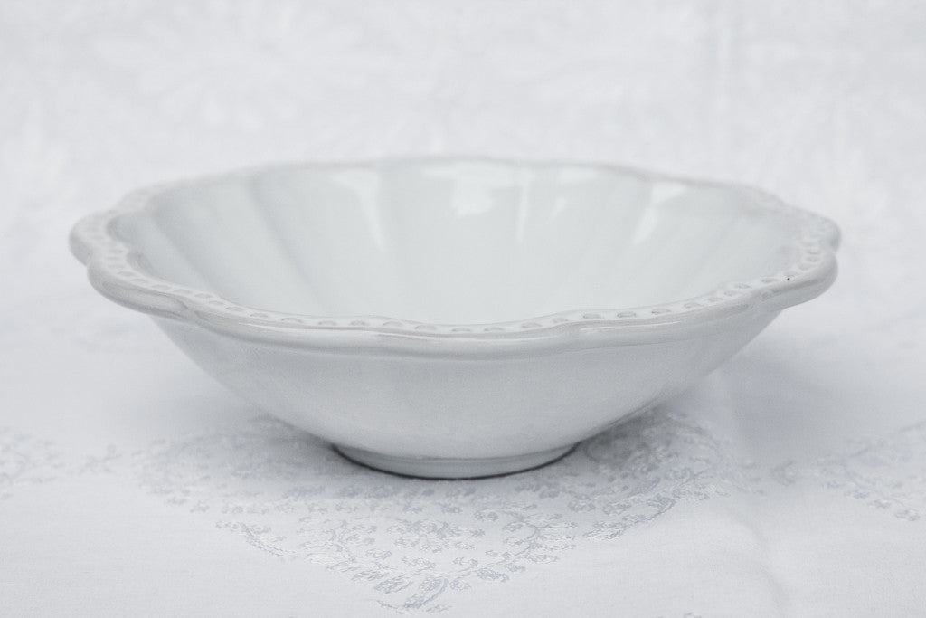 Elegant White Ceramic Pasta Bowl Made in Italy