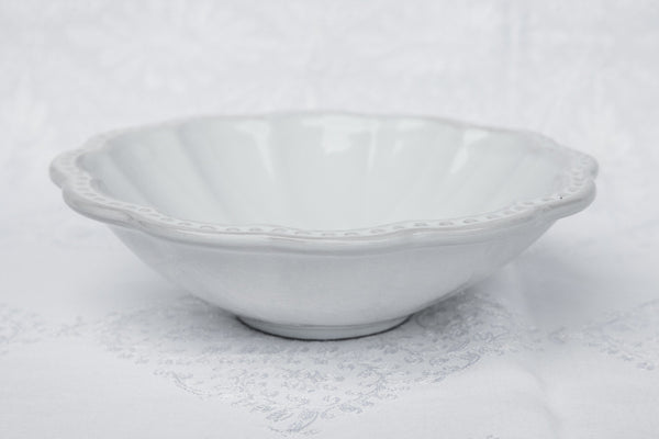 Elegant White Ceramic Pasta Bowl Made in Italy