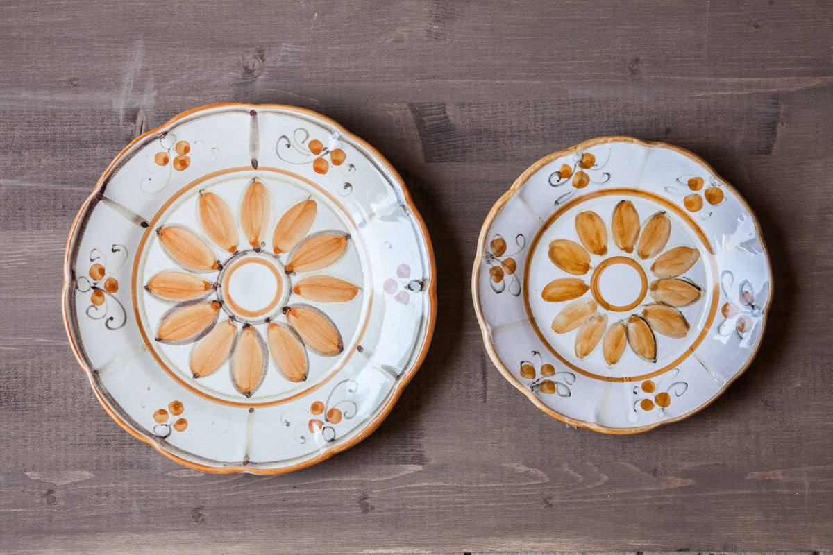 Papa - Arancione - Servizio Piatti in Ceramica Dipinta a Mano