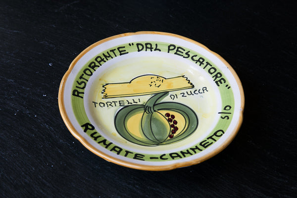 Hand-Painted Plate with Restaurant Motif by Solimene